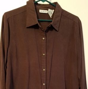 White Stag size L shirt  brown faux suede